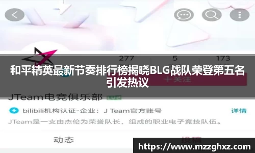 和平精英最新节奏排行榜揭晓BLG战队荣登第五名引发热议